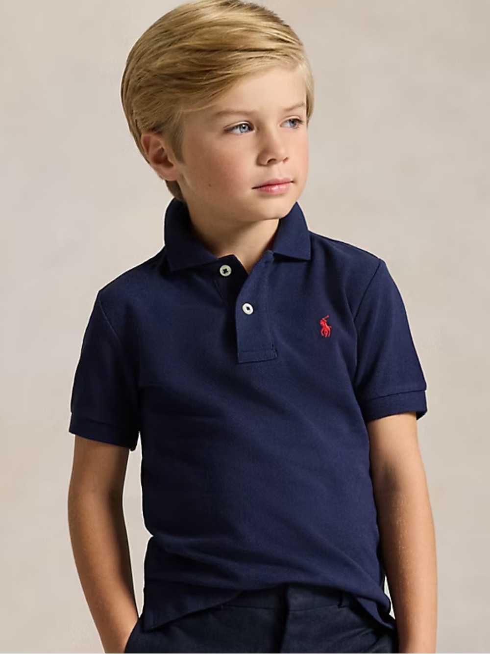 Ralph Lauren Little Boys Navy Blue Performance Polo Shirt 6 Like New Top